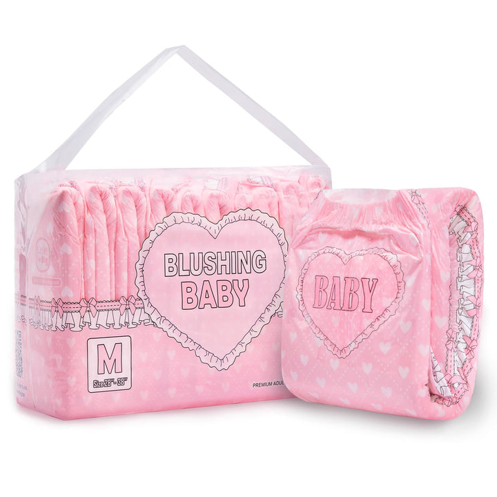 LittleForBig Erwachsenen Gedruckten Windeln 10 Stück - Blushing Baby Hellrosa(Medium 71-96 CM) Hellr