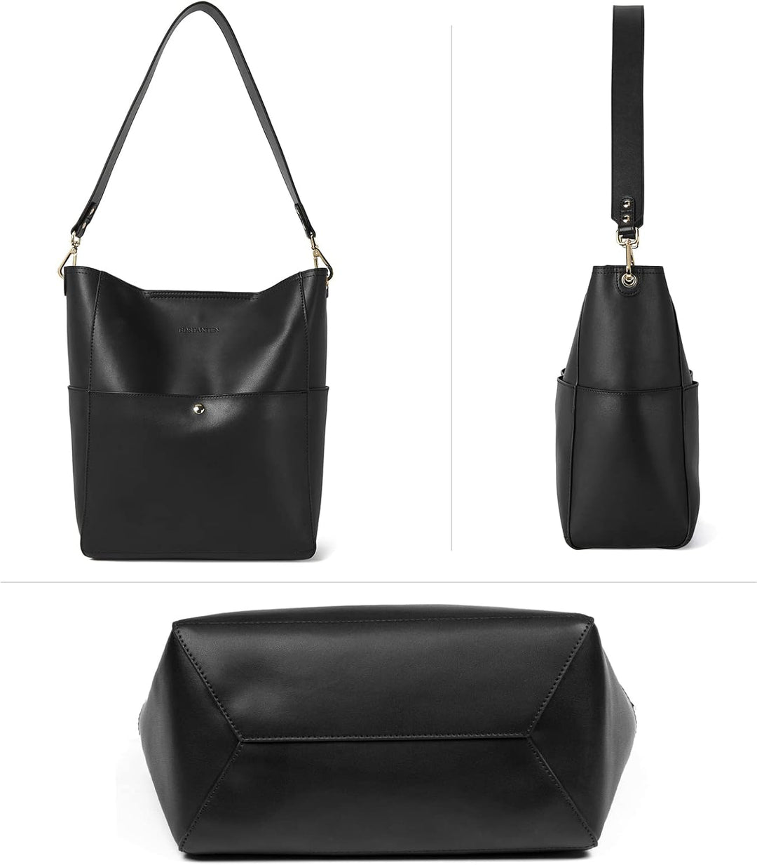 BOSTANTEN Leder Damen Handtasche Schultertasche Umhängetasche Designer Tasche Gross 1-a-schwarz, 1-a