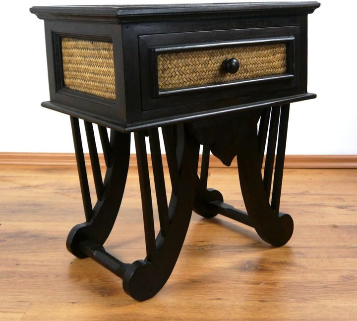 livasia Rattanschränkchen geschwungene Beine, Asiatischer Nachtschrank der Marke Asia Wohnstudio, Be