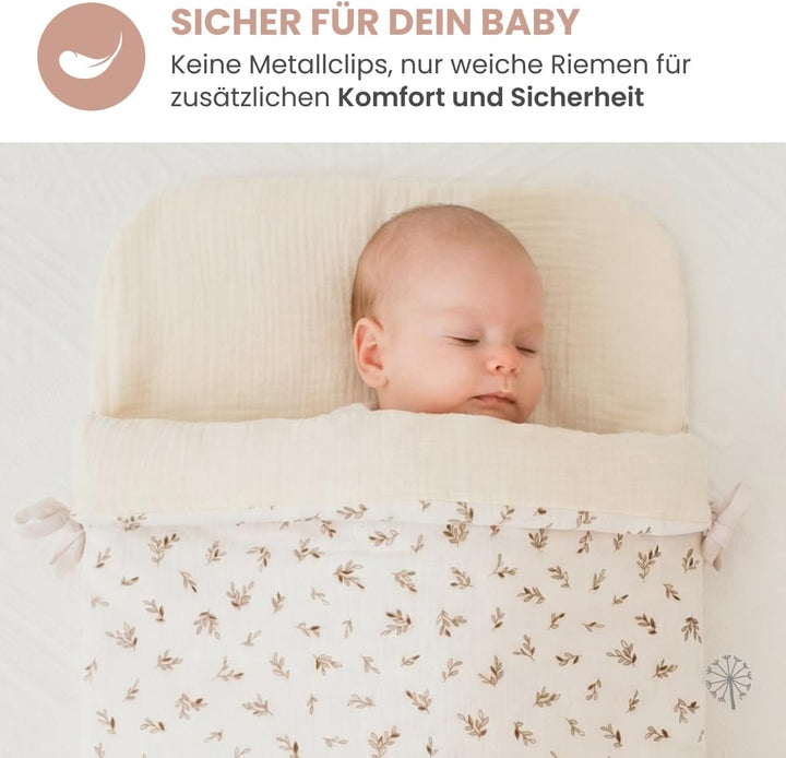MIMUSELINA Fusssack Babyschale | Ganzjährige Einschlagdecke Winter/Sommer mit Herausnehmbarem Futter