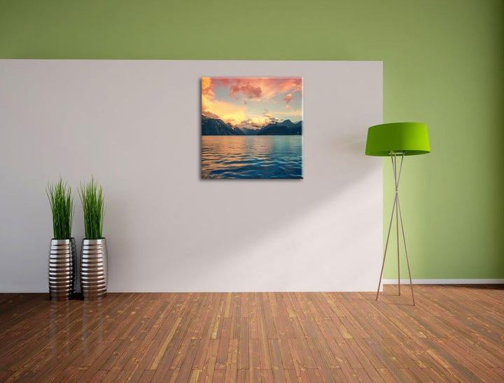 Pixxprint eine schöne Landschaft im Norden, Format: 70x70 auf Leinwand, 70x70
