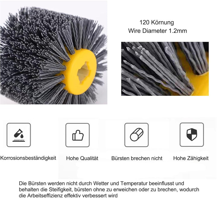 Nylonbürsten #120 Körnung Polierbürste Schwarz Grit Bürste für 19mm Durchmesser Holz Bürsten Maschin