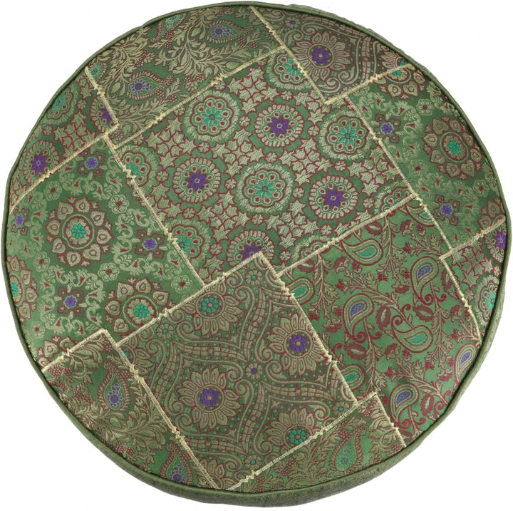 GURU SHOP Orientalisches Rundes Patchwork Kissen 40 cm, Sitzkissen, Bodenkissen mit Baumwollfüllung