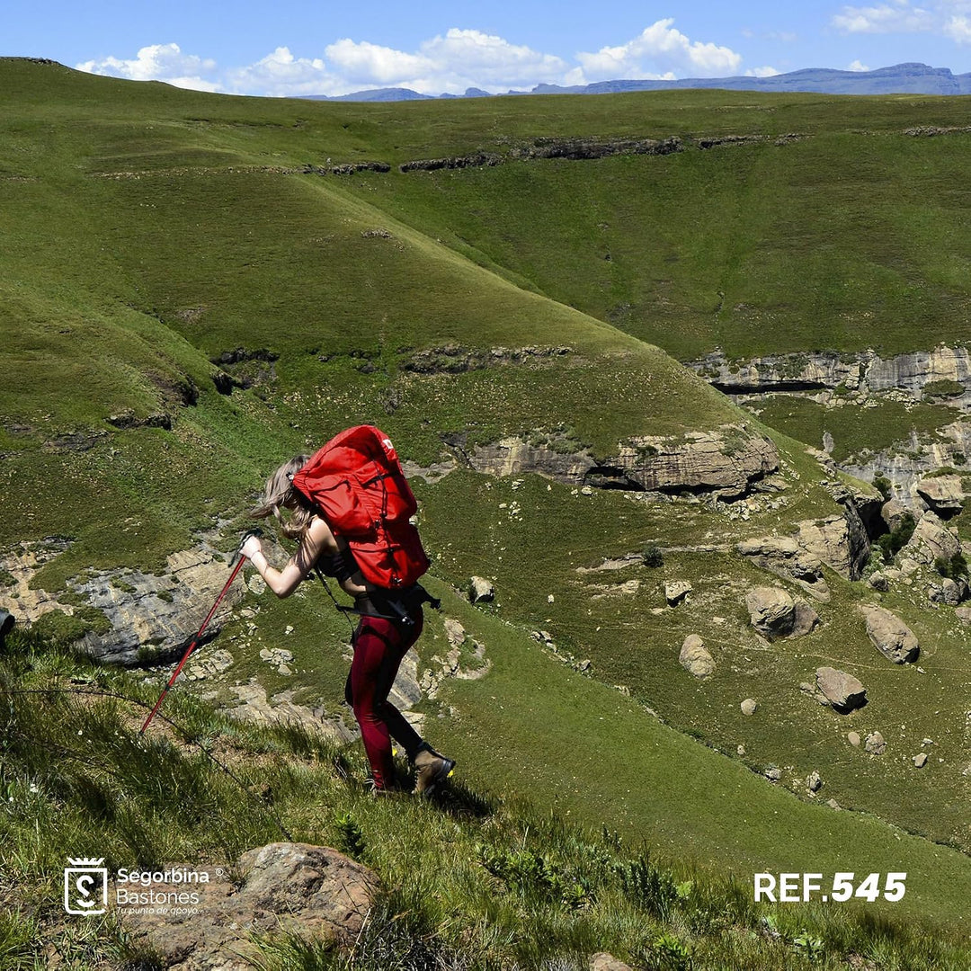 Ausziehbarer Trekkingstock aus Aluminium für Aufsätze, Farbe Rot (545)