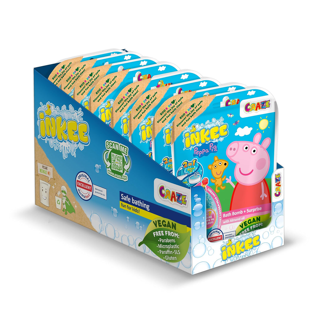 INKEE SURPRISE - 8er Set Peppa Pig Badekugeln Kinder mit Überraschung, Peppa Wutz Spielzeug für die