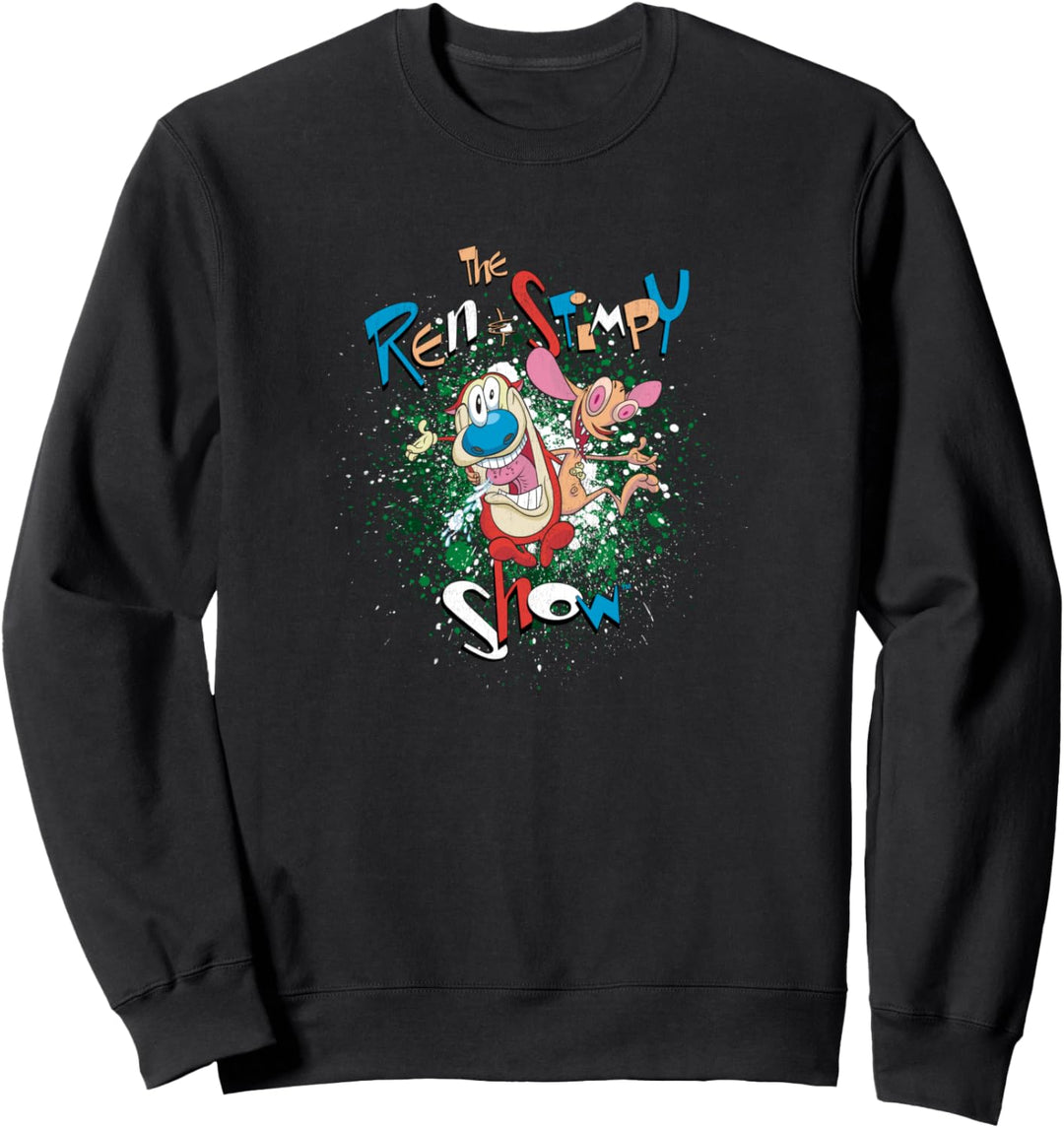 Ren and Stimpy Green Splatter Paint Sweatshirt