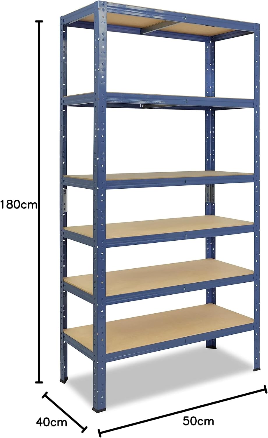 shelfplaza Home 180x50x40 cm Schwerlastregal in blau mit 6 Böden und 145 kg Traglast pro Boden H: 18