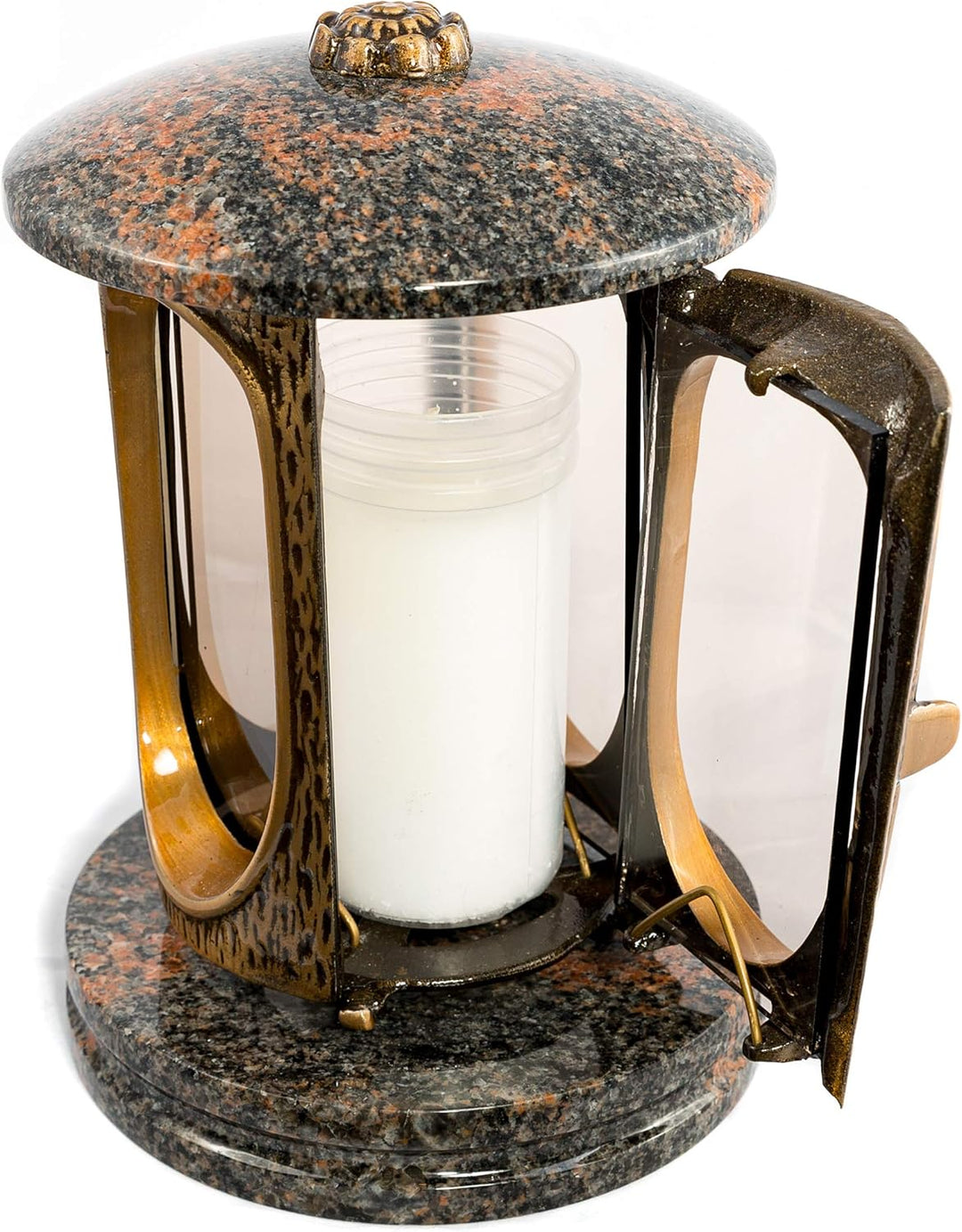 Stilvolle Grablaterne Elégant Granit Aurora Finnland Höhe 23 cm/Ø 15 cm Grableuchte Grablicht Grabla