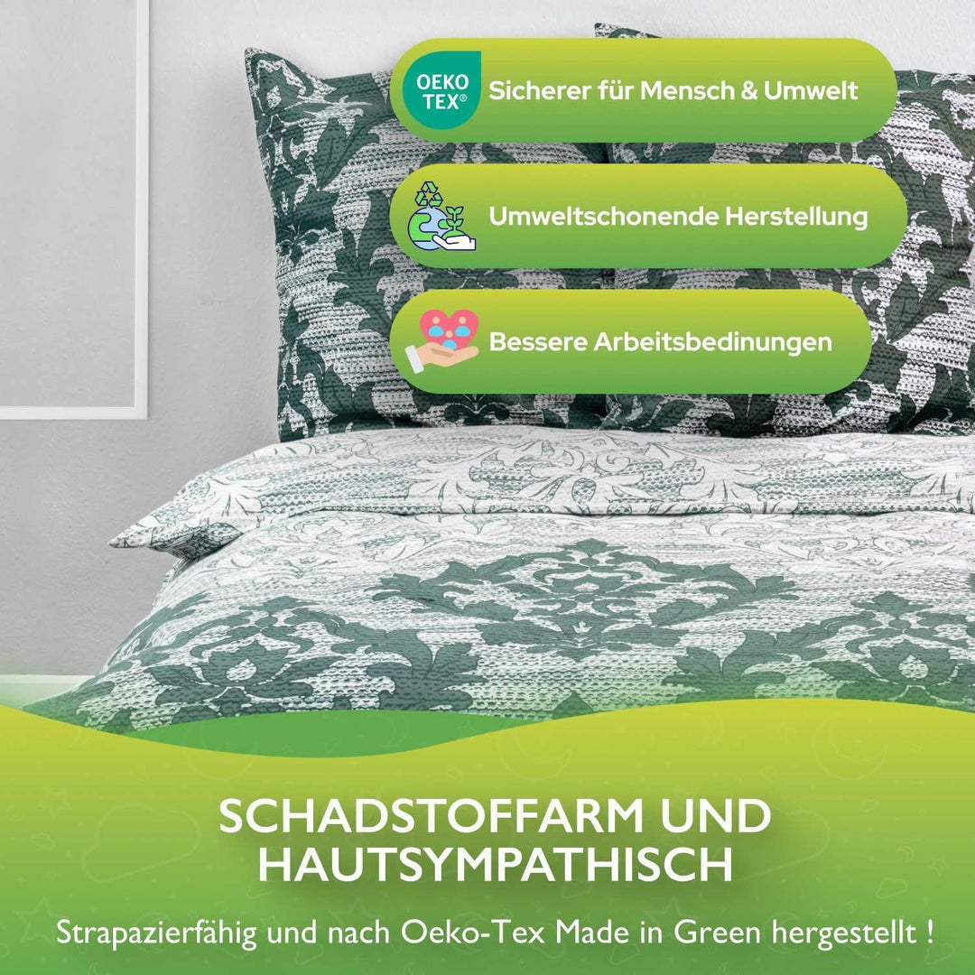 ETÉREA Renforcé Bettwäsche 155x220cm + 80x80cm - 100% Baumwolle - Bettbezug Barock natürlich weich -