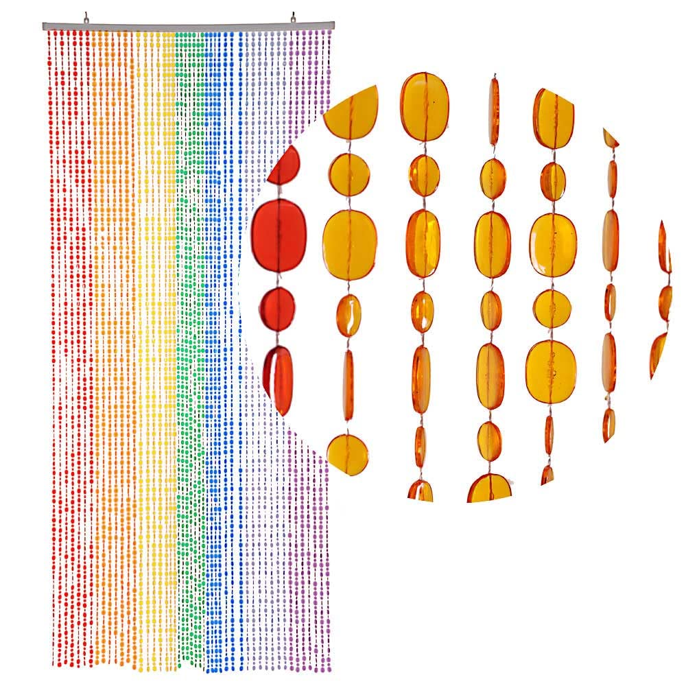 HAB & GUT -DV0222- Türvorhang OVAL, Mehrfarbig, 90 x 200 cm Perlenvorhang Pailettenvorhang, Mehrfarb