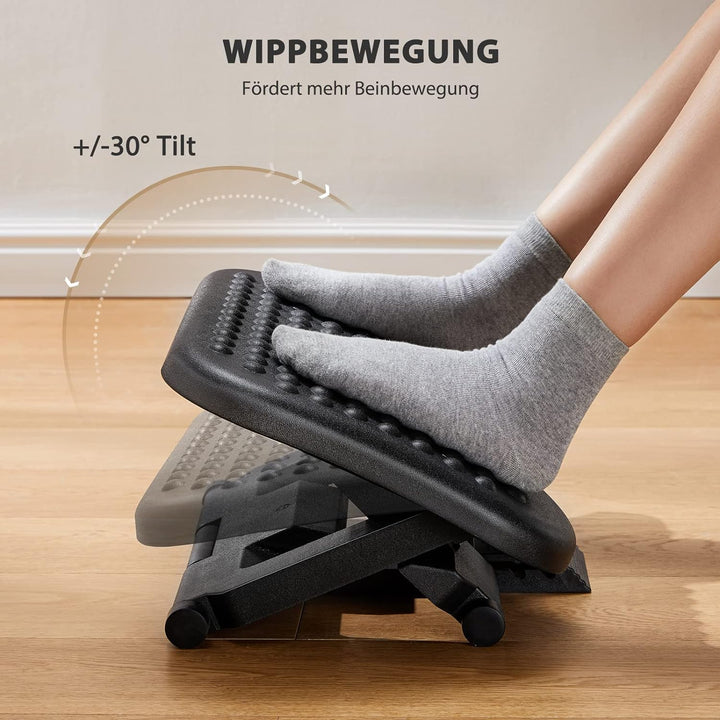 HUAUO Fussstützen, Fussstütze Schreibtisch 3 höhenverstellbar und winkelverstellbar, rutschfeste Fus