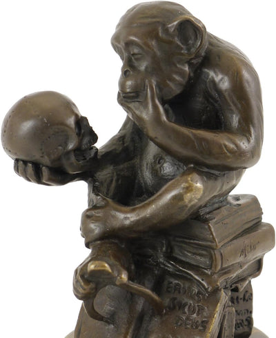 Wolfgang Hugo Rheinhold - Skulptur AFFE mit Schädel in Bronze - signiert Milo - Kunst Kaufen - Skulp