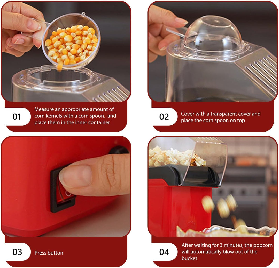 Popcornmaschine, Klein Popcorn-Maschine mit Messbecher, One-Touch Elektrische Rühr Popcorn Popper, O