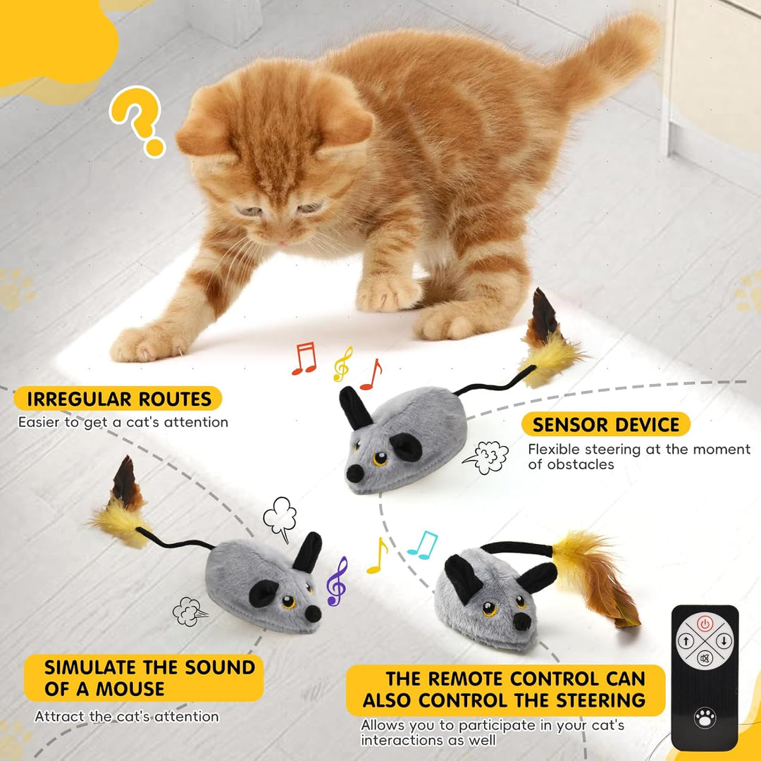 Elektrische Spielmaus für Katzen, Fernbedienung Maus Katzenspielzeug, Interaktives Katzenspielzeug m