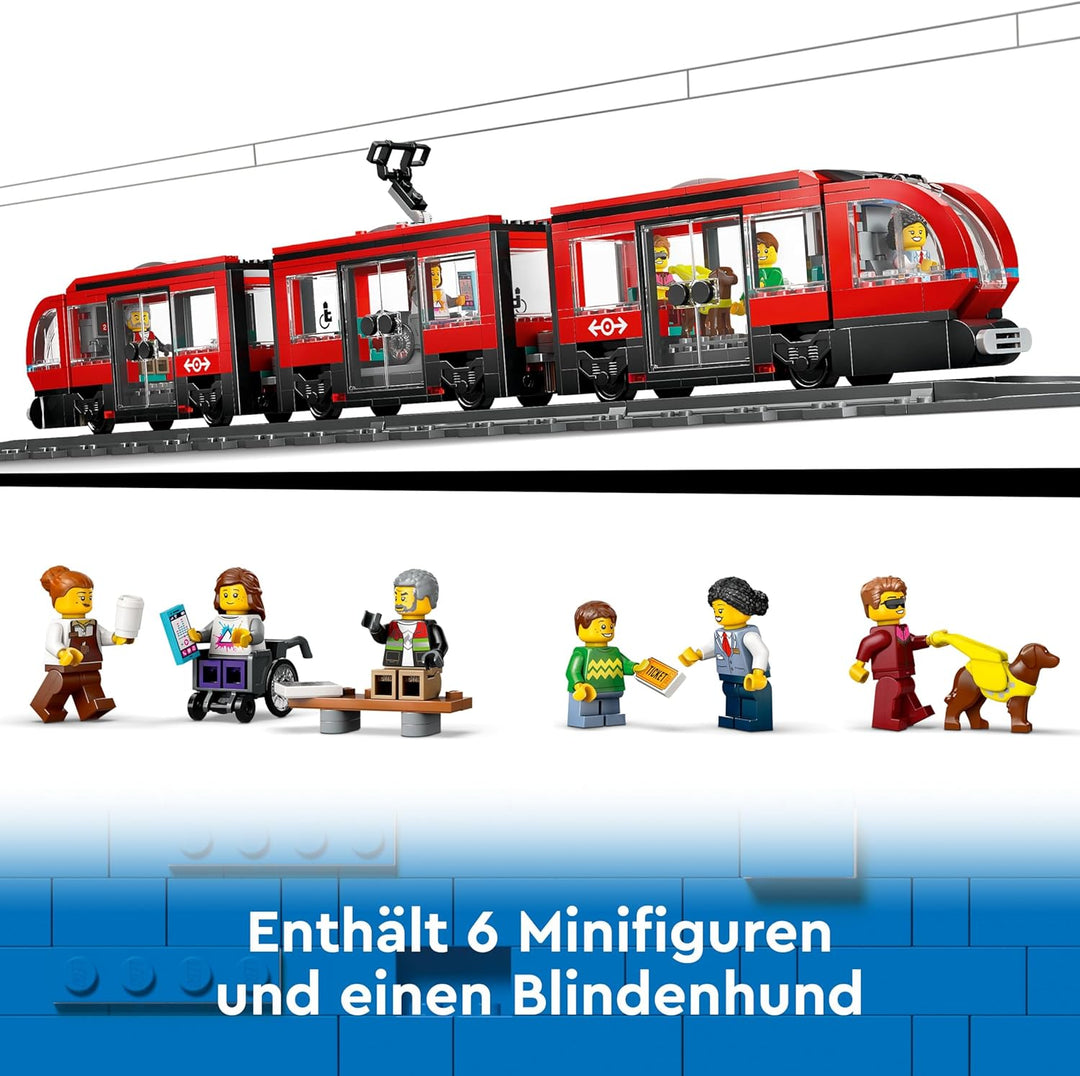LEGO City Strassenbahn mit Haltestelle, Geschenkidee für Fans von Fahrzeug-Spielzeug ab 7 Jahren, mi