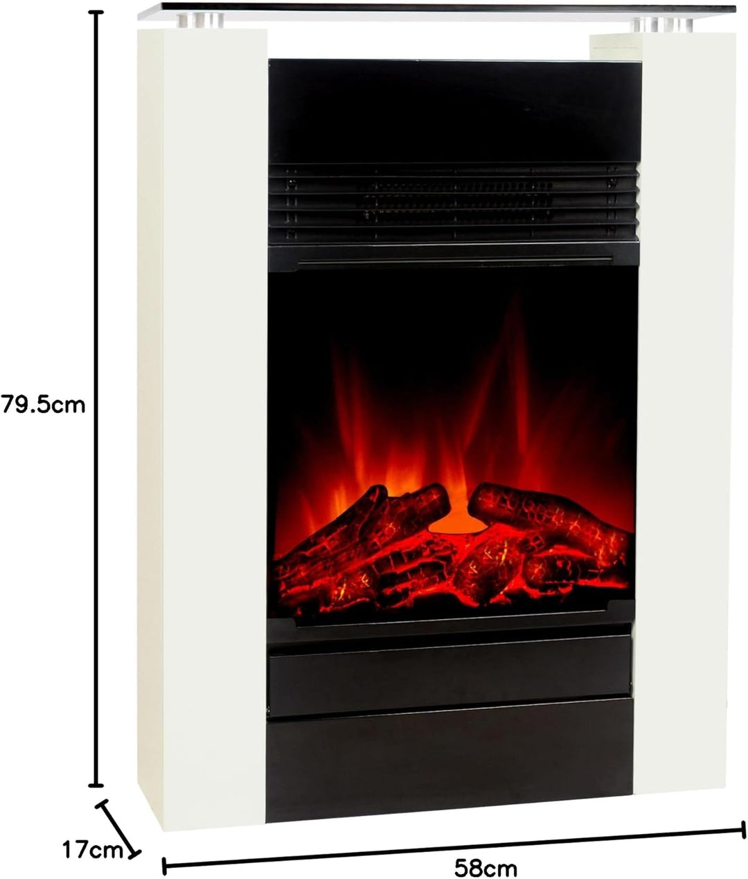 El Fuego Elektrokamin mit täuschend echtem Flammeneffekt B, 1 Stück, Tessin weiss