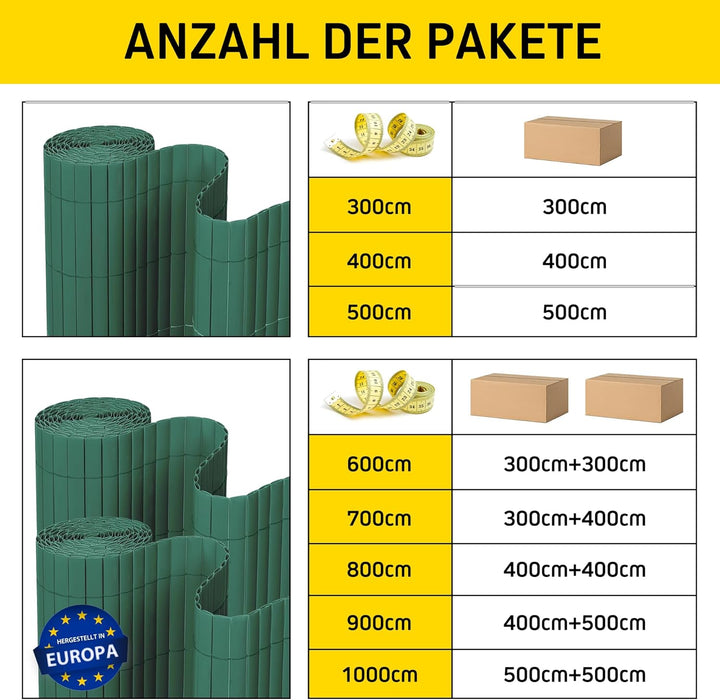 jarolift PVC Sichtschutzmatte Balkon Sichtschutz Wetterfest für Garten Terrasse, Sichtschutzzaun Bal