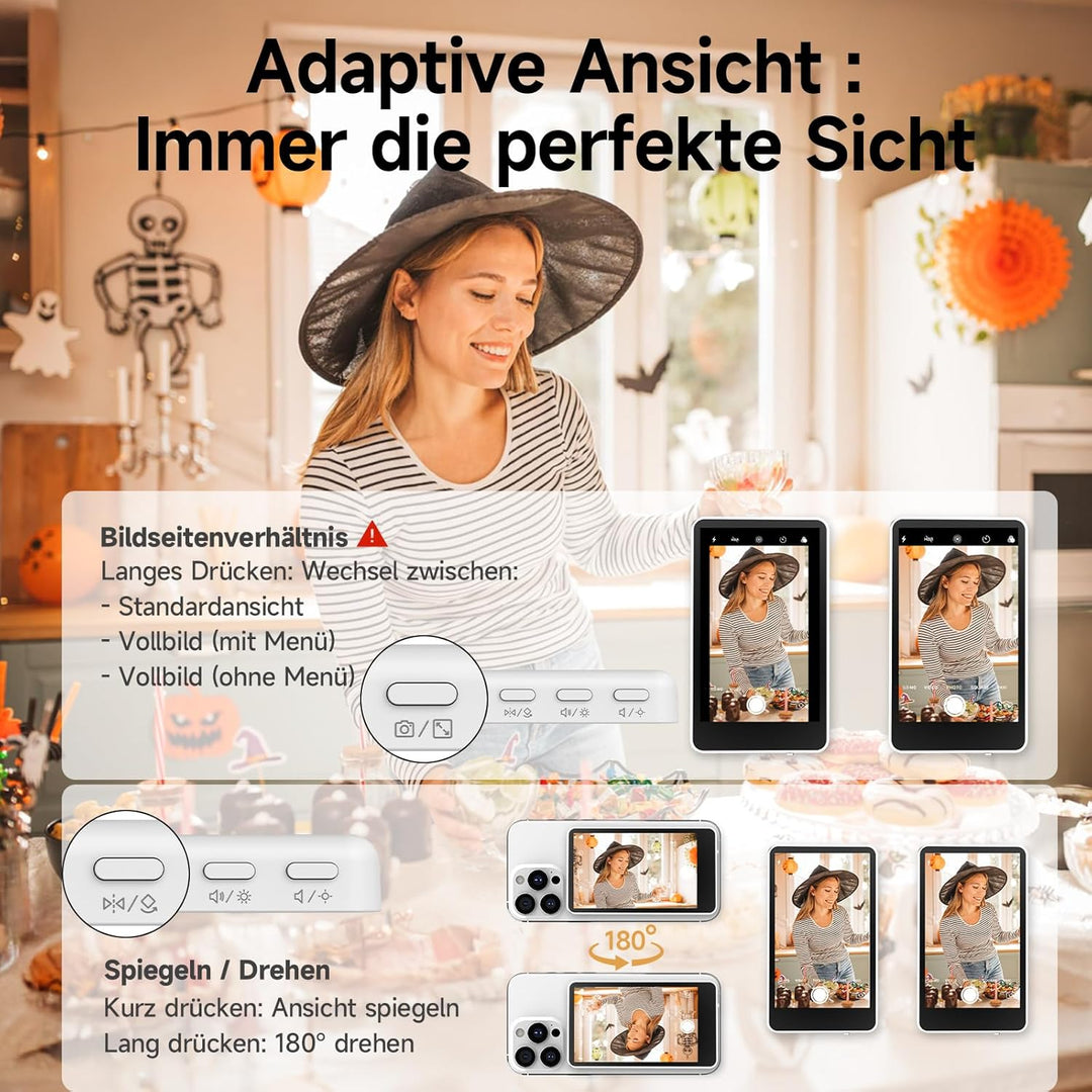 Rollei Easy Creator Selfie Monitor Handy Rückkamera Magnetisch Vlog Bildschirm Kompatibel mit Smartp