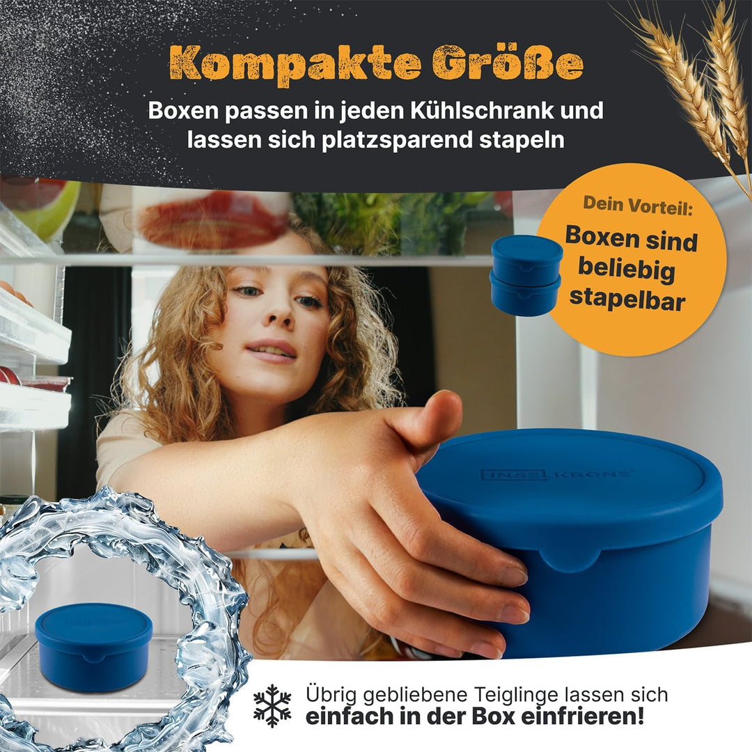 Pizzaballenbox mit Deckel 2er Set - Perfekt als Pizzabox, Gärbox & Teigbox - bis zu 350g Pizzateig B