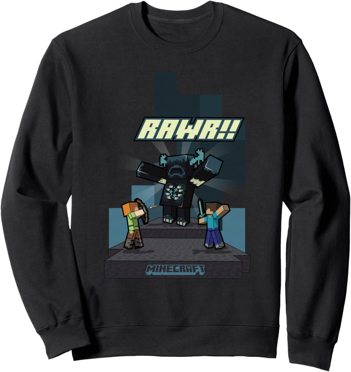Minecraft Rawr!! Alex And Steve Fighting Off Warden Sweatshirt