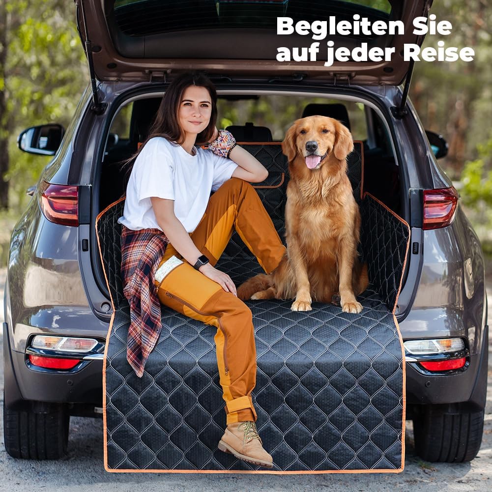 KYG Kofferraumschutz Hund Gesteppte Hundedecke & Schutzmatte mit Seiten- und Ladekantenschutz, Wasse