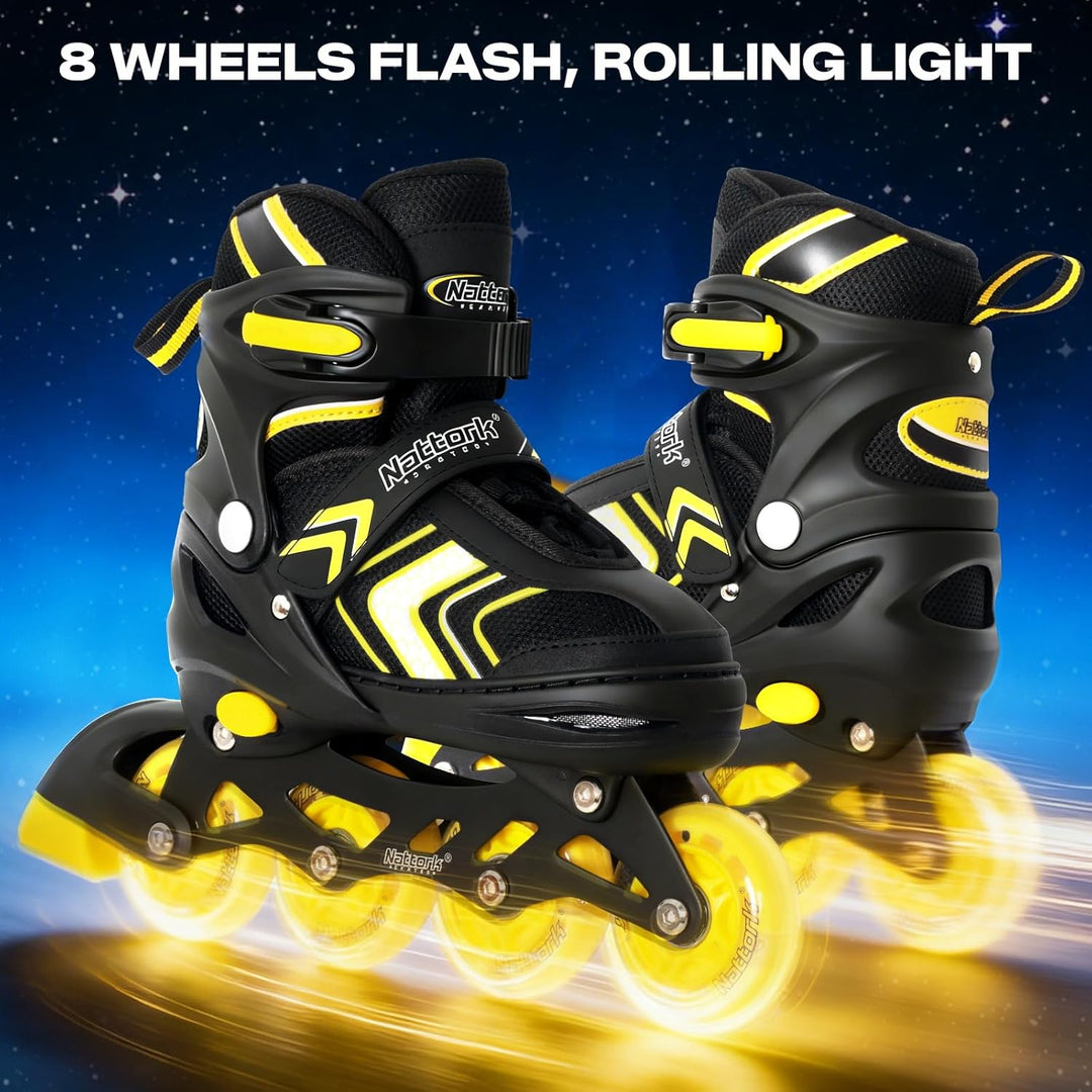 Nattork Inliner für Kinder Verstellbare Inline Skates, 4 Grössen Kinder Inline Roller Skates mit Bel