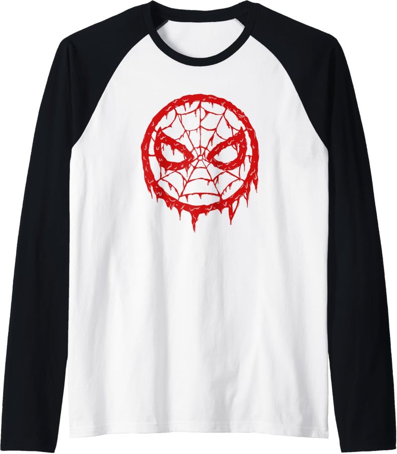 Marvel Spider-Man Mask Logo Melting Paint Drip Raglan