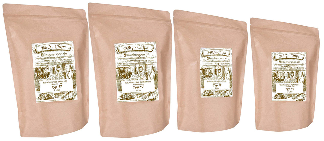 Smoker-Chips Räucherchips Buche Kirsche Erle Apfelholz 2L BBQ Chips (Bu ERL Ki Ap je 2L), Bu Erl Ki