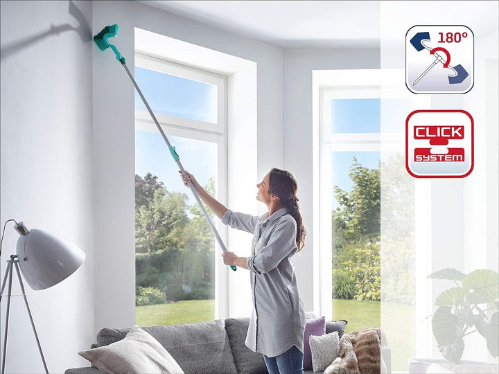 Leifheit Staubbesen Dusty Telescope 220 cm reinigt Ecken effektiv, Besen mit feststellbarem Gelenk f