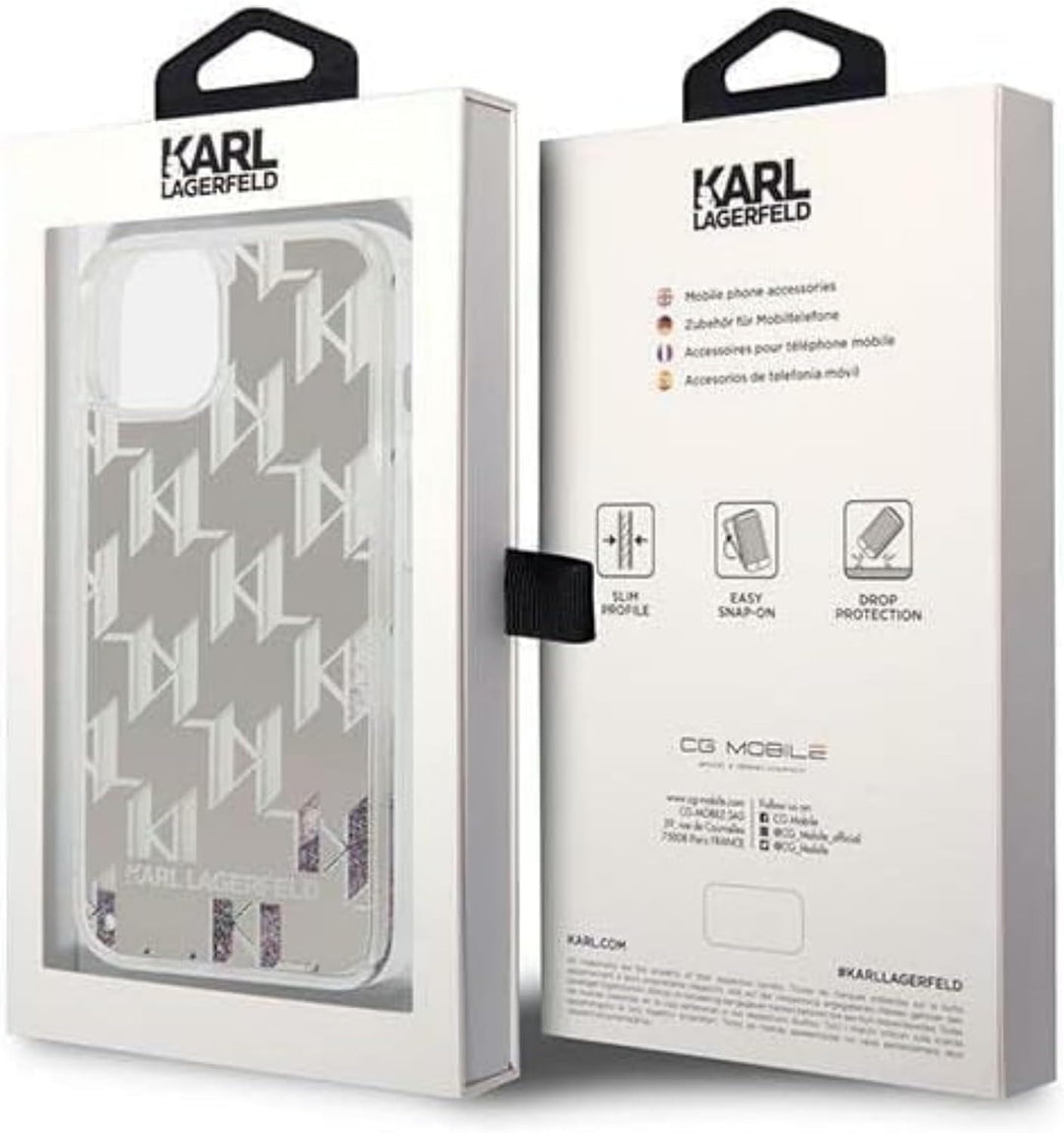 KARL LAGERFELD KLHCP14SLMNMS hülle für iPhone 14 6,1" hardcase Silber/Silver Liquid Glitter Monogram