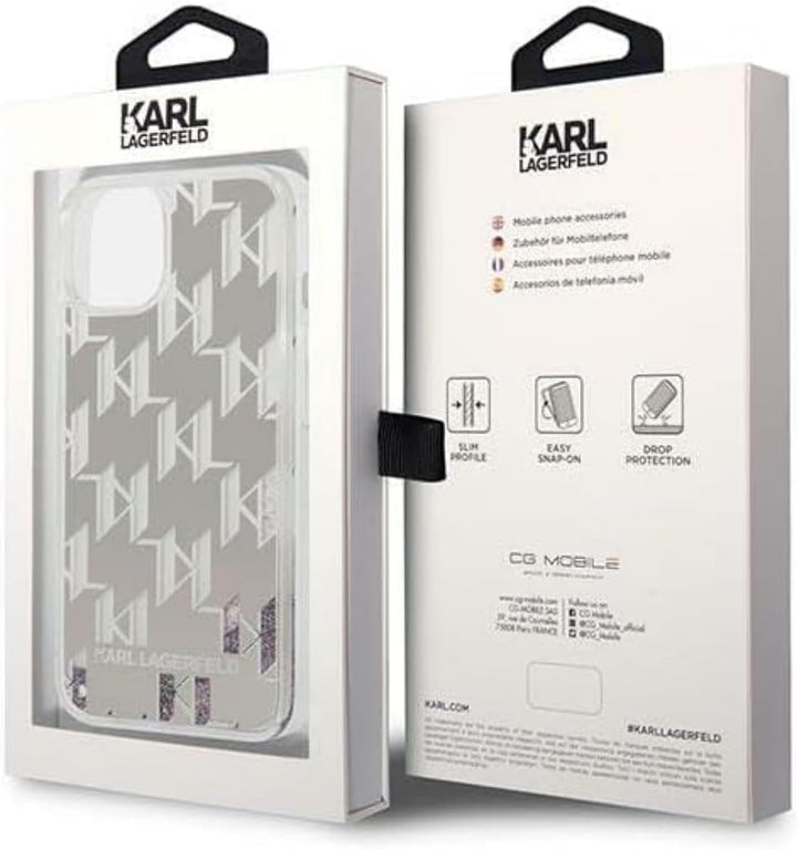 KARL LAGERFELD KLHCP14SLMNMS hülle für iPhone 14 6,1" hardcase Silber/Silver Liquid Glitter Monogram
