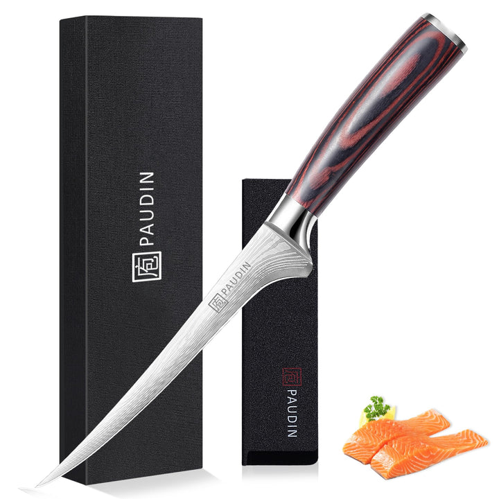 PAUDIN Filetiermesser Fisch 18 cm, Professionelles Küchenmesser Fischmesser, Ausbeinmesser aus Hochw
