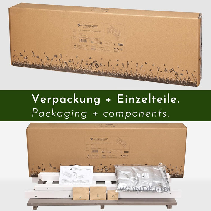 Design Kinder-Gartenbank aus Holz wetterfest mit Textil-Abdeckung und Lehne, 2-Sitzer Kinderbank Hol
