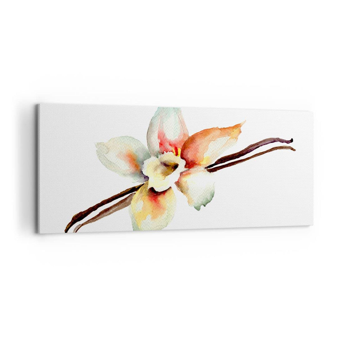Wandbilder Dekoration Wohnzimmer Vanille Gewürz Blume Pflanze Panorama Bilder auf Leinwand 120x50cm