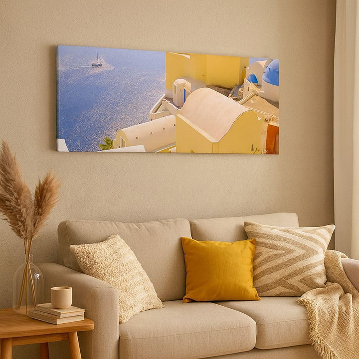 ARTTOR Wandbilder Dekoration Wohnzimmer Haus wohnung gebäude griechenland Bilder auf Leinwand 120x50