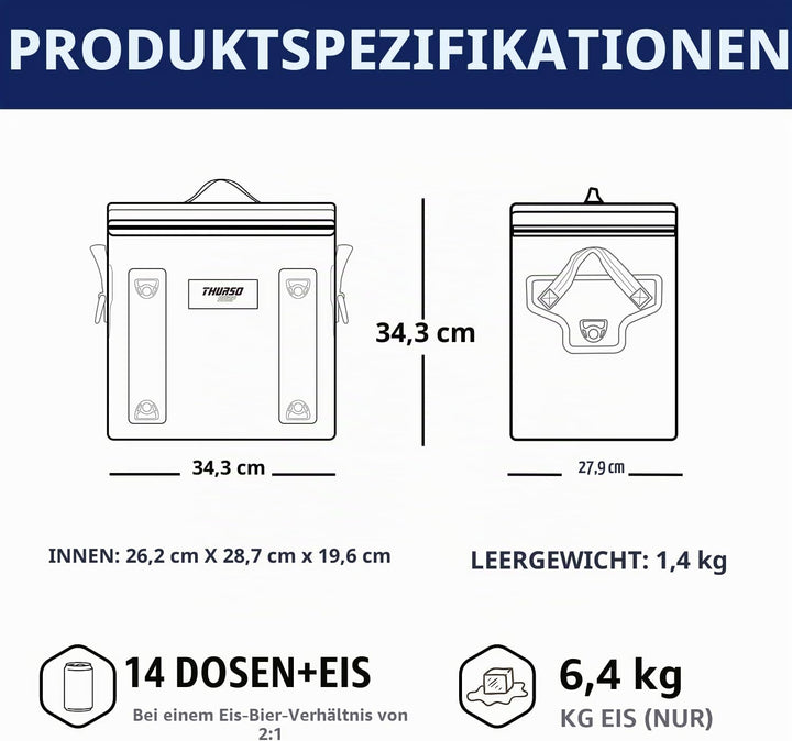 Thurso Surf Soft-Kühltasche für 24 Dosen, tragbare Eiskühltasche, 48 Stunden Isolierung, auslaufsich