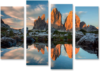 islandburner Bild Bilder auf Leinwand DREI Zinnen oder TRE Cime di Lavaredo mit Reflexion im See bei