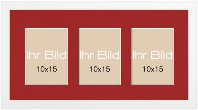 Bildershop-24 Bilderrahmen Collage Monza Weiss (matt) 50x27cm mit DREI Passepartout-Ausschnitten 10x