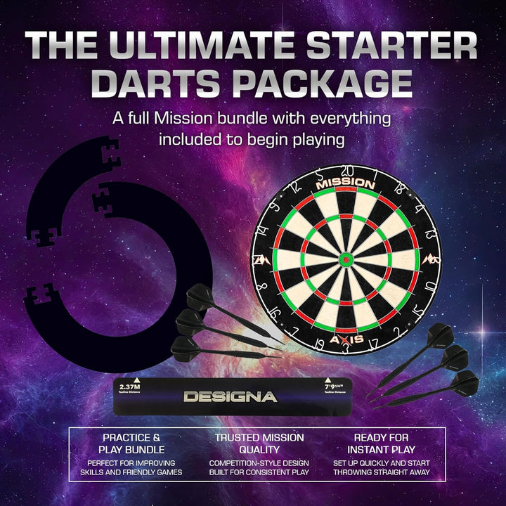 Mission Darts SU082 Axis Home Center | Darts und Dartscheibe Komplettpaket inkl. Surround und Oche m