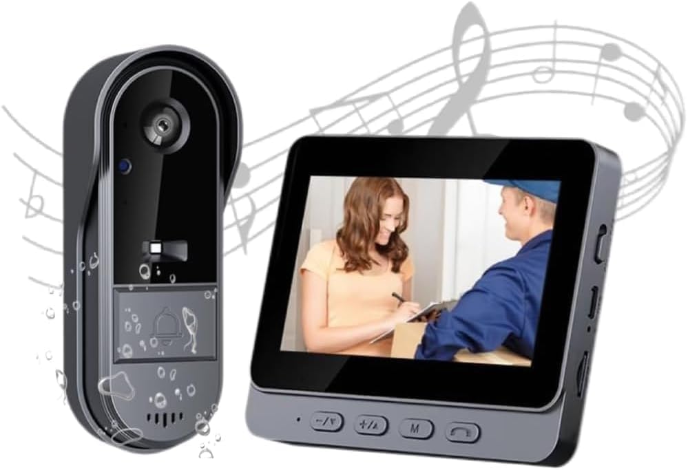 Zeerkeer Funkklingel mit Kamera Türklingel mit Kamera 2.4g Video Türklingel Kabellos mit Video-Zwei-