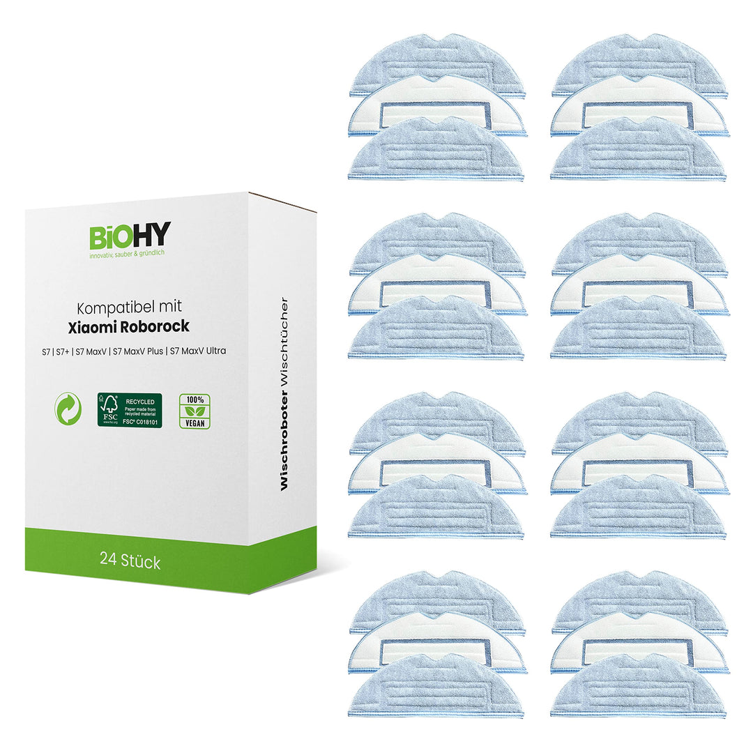 BiOHY Wischtücher Set (24er-Set) | kompatibel mit Roborock S8, S7, S7 +, MaxV Ultra, S7 Pro Ultra |