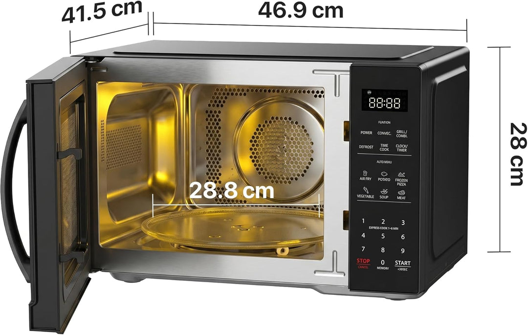 23 L Mikrowelle mit Grill, Heissluft &amp; Airfryer – 4-in-1 Kombigerät, 900 W Mikrowelle + 1000 W Grill