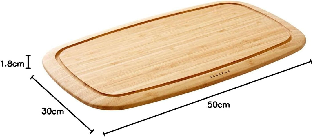 Scanpan Bambus Tranchierbrett mit Saftrinne-Classic, 50x30 cm, Holz, 50 x 30 x 1.8 cm