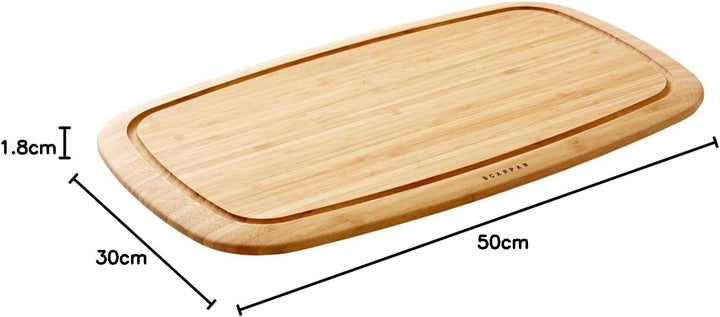 Scanpan Bambus Tranchierbrett mit Saftrinne-Classic, 50x30 cm, Holz, 50 x 30 x 1.8 cm