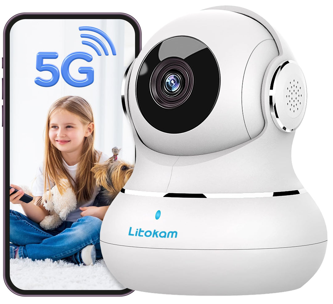 litokam Überwachungskamera Innen, Babyphone mit Kamera 2.4/5ghz Dual-Band WLAN Hundekamera mit app,