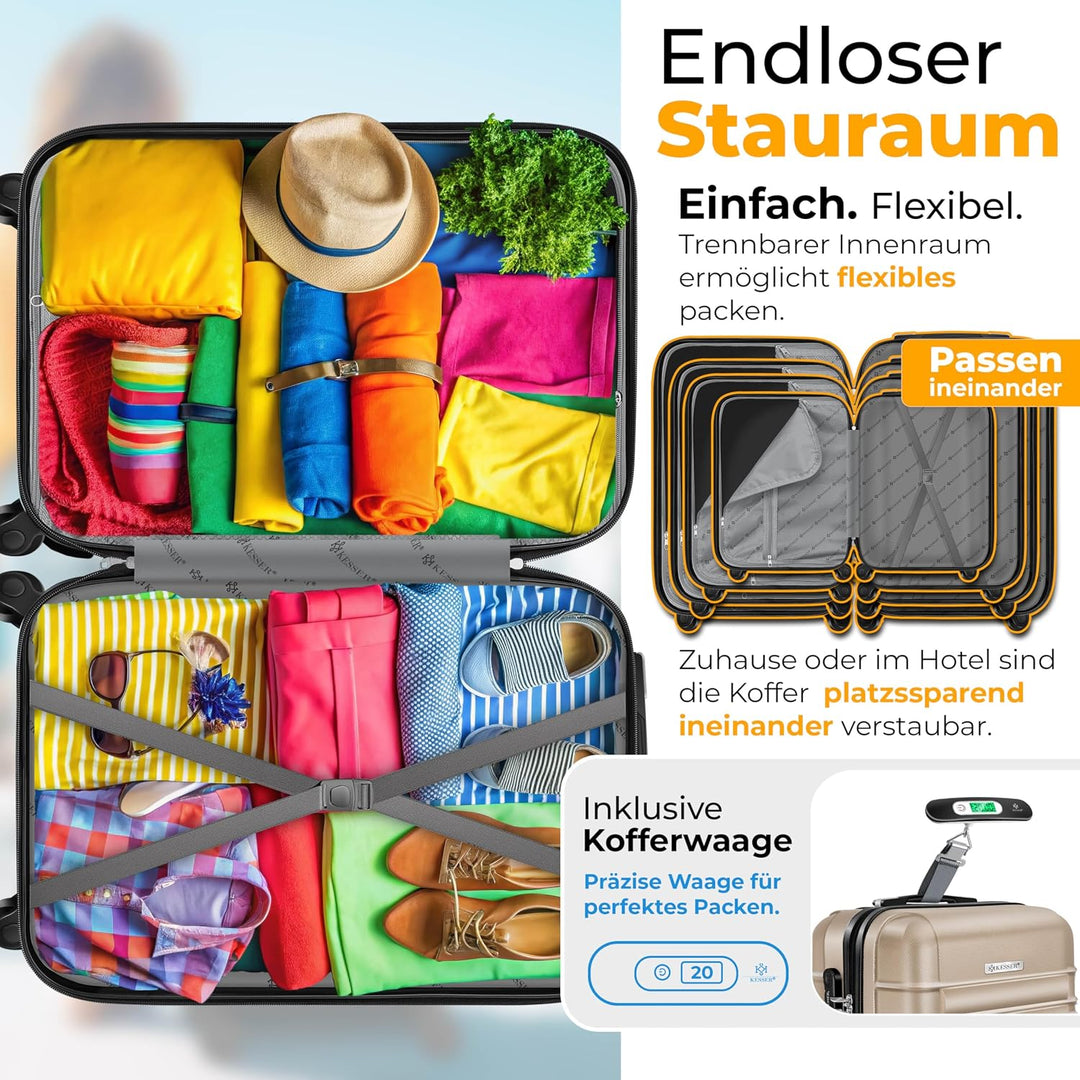 KESSER® 3tlg. Hartschalenkofferset Hard Shell Basic Hartschalenkoffer Trolley Koffer Reisekoffer Rei