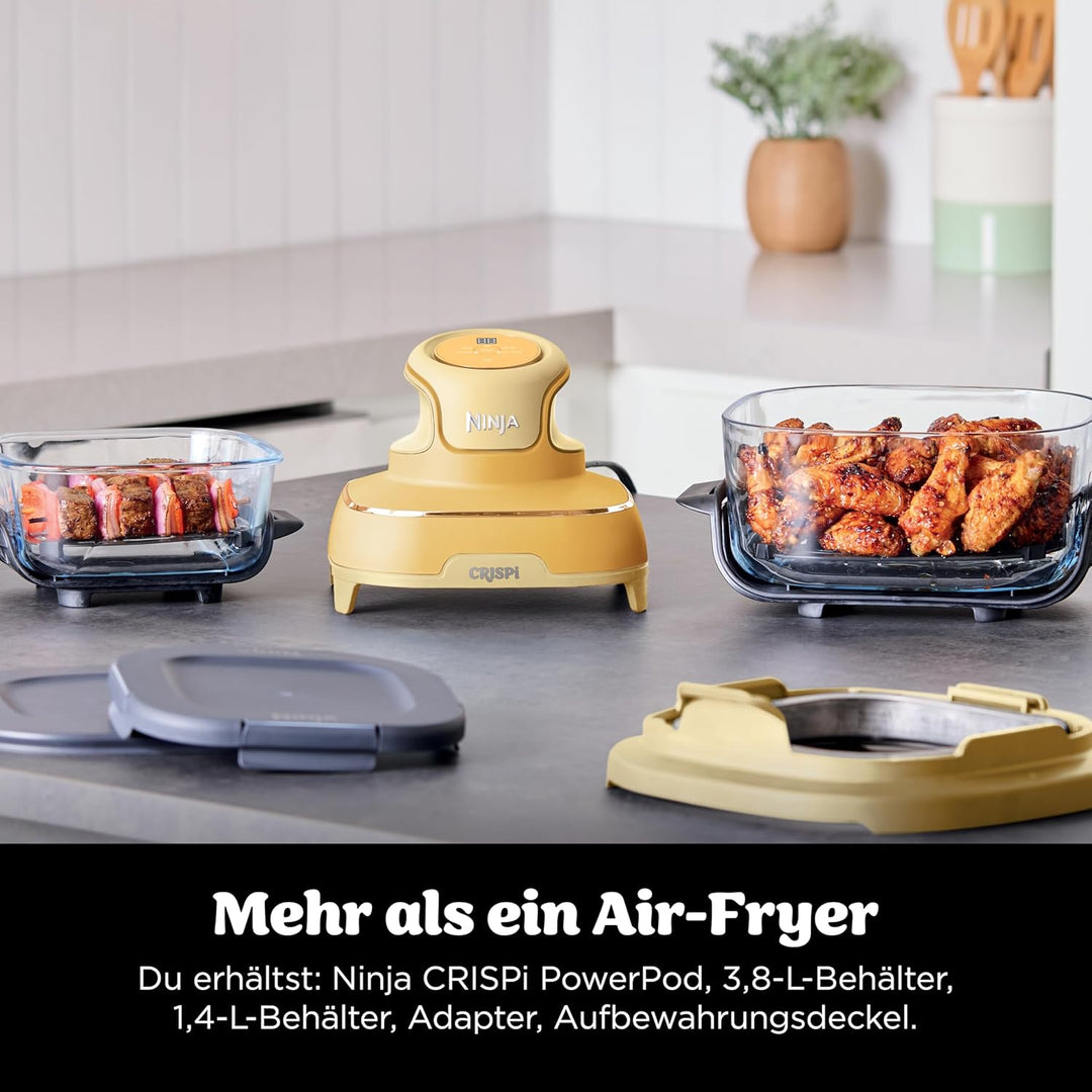 Ninja CRISPi Tragbare Heissluftfritteuse, 3,8 l & 1,4 l, 4-in-1: Heissluftfrittieren, Braten, Warmha