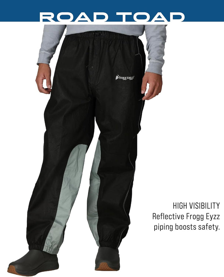 frogg toggs Herren Hose Road Toad Regenhose, Reflektierend, Wasserdicht 3XL Schwarz, 3XL Schwarz