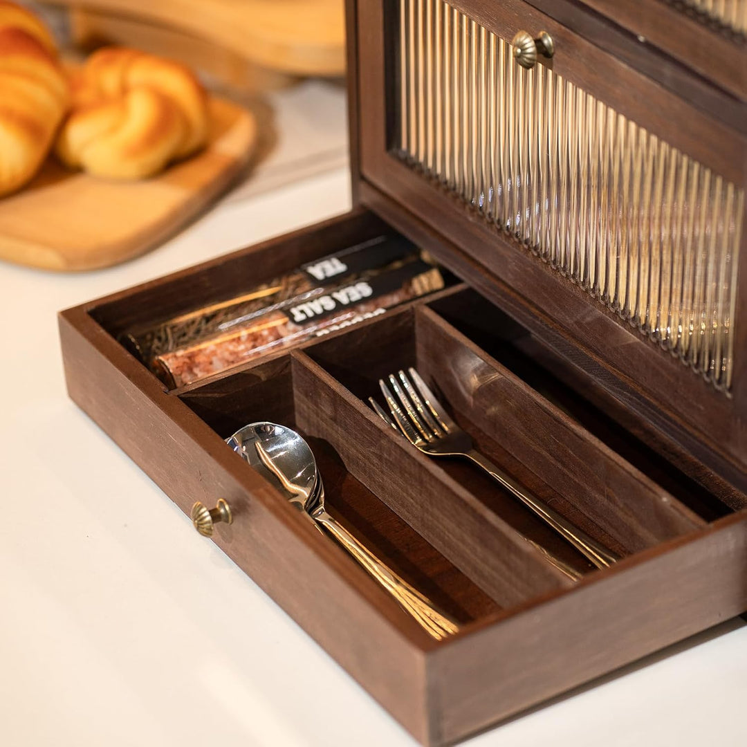 Kiefernholz Brotkasten mit 50 Deli-Papier, Holz Brotkästen mit Belüftung, Vintage Braun Brotbehälter