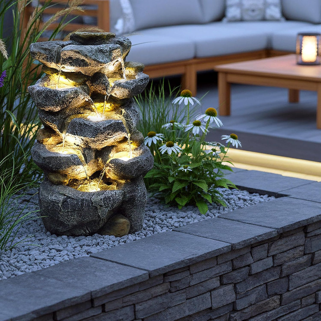 Arnusa Springbrunnen Victoria mit LED Beleuchtung Zimmerbrunnen IN und Outdoor Gartenbrunnen Wassers